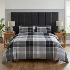 Argyle Silver Grey Duvet Cover Bedding Set