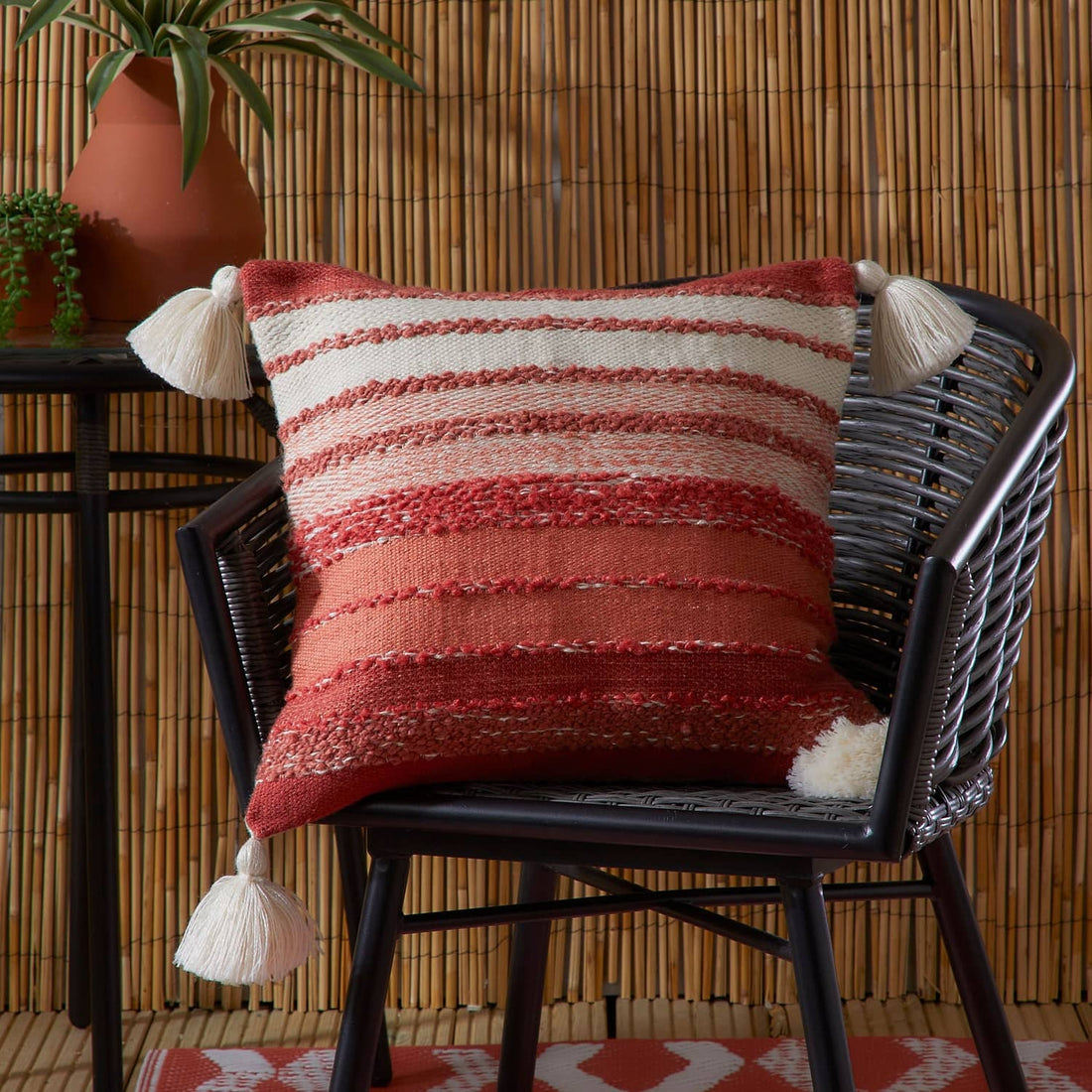 Grayson Outdoor Terracotta Cushion Cover and Filled Cushion 43cm x 43cm