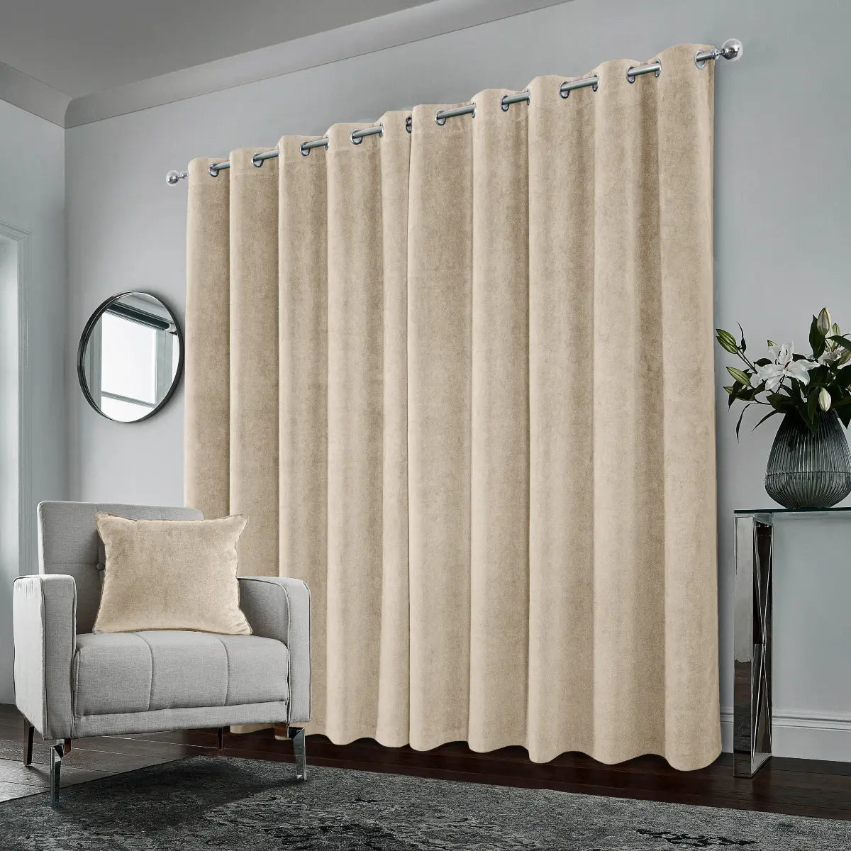 Hampton Velvet Blackout Eyelet Curtains by Enhanced Living