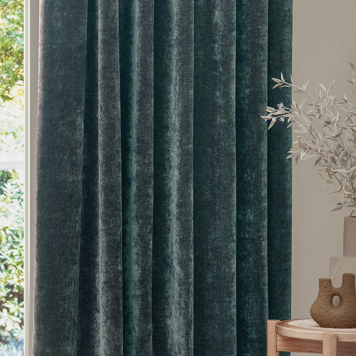 Heavy Chenille Lined Tape Top Pencil Pleat Curtains by Yard