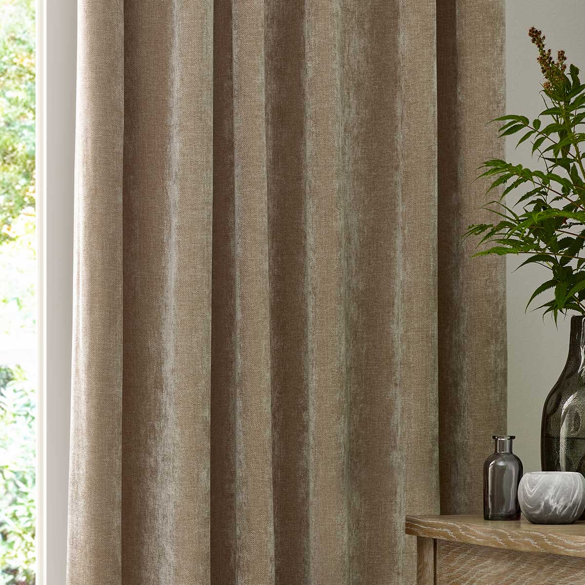 Heavy Chenille Lined Tape Top Pencil Pleat Curtains by Yard