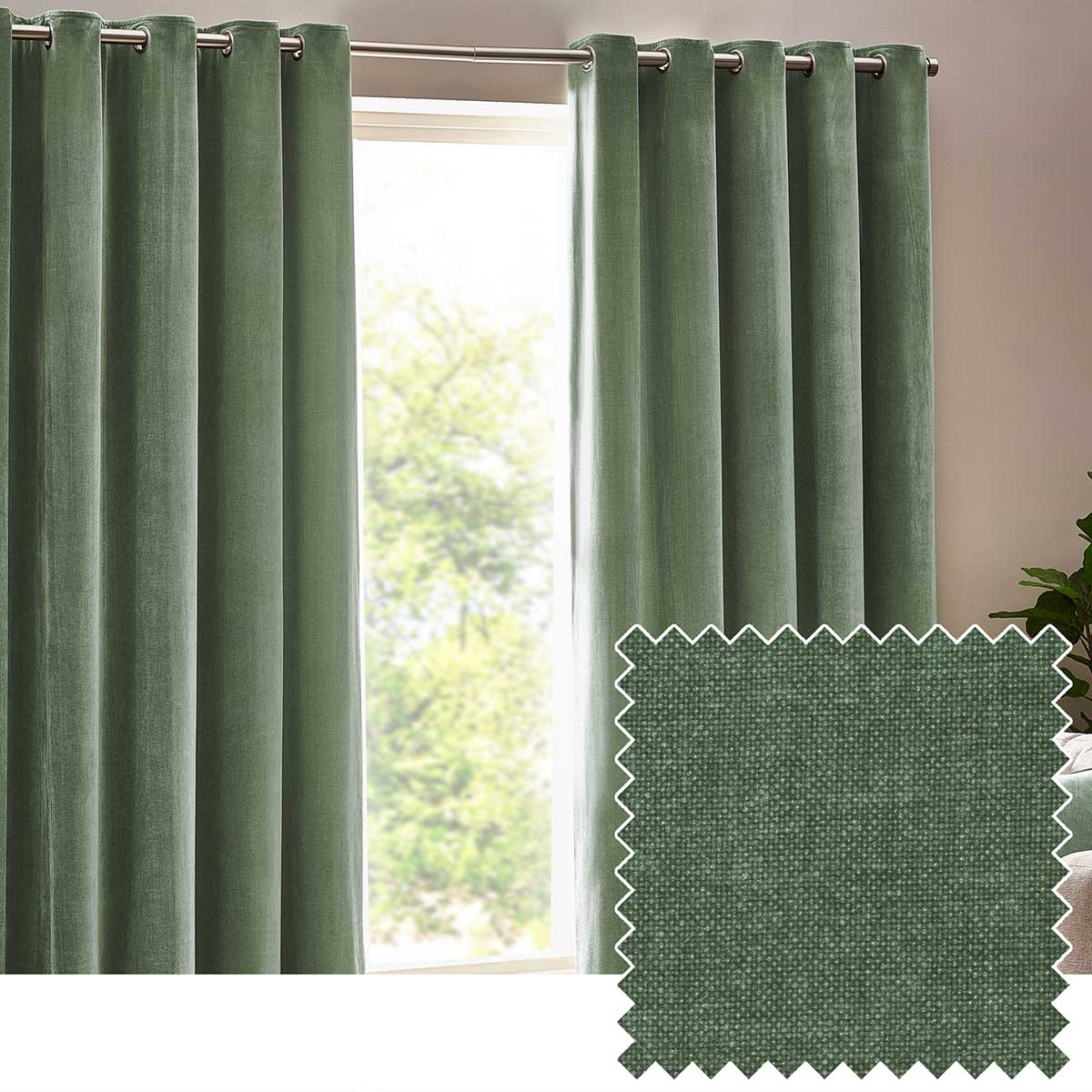 Heavy Chenille Lined Eyelet Curtains by Yard