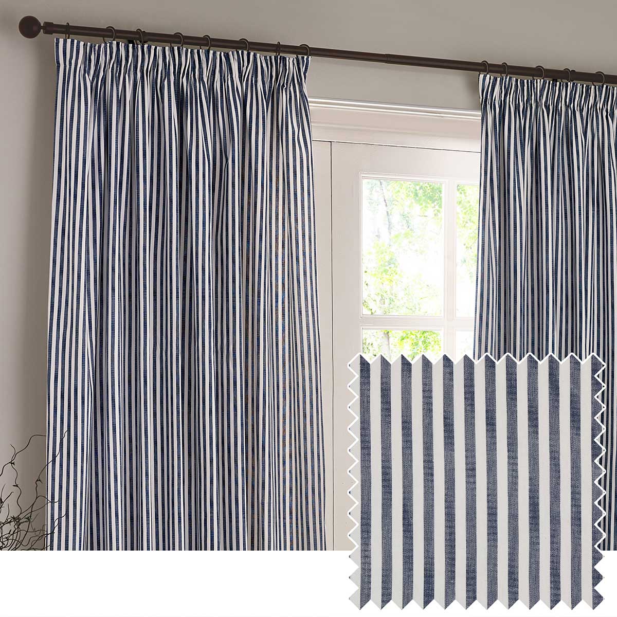 Hebden Lined Tape Top Pencil Pleat Curtains by Yard