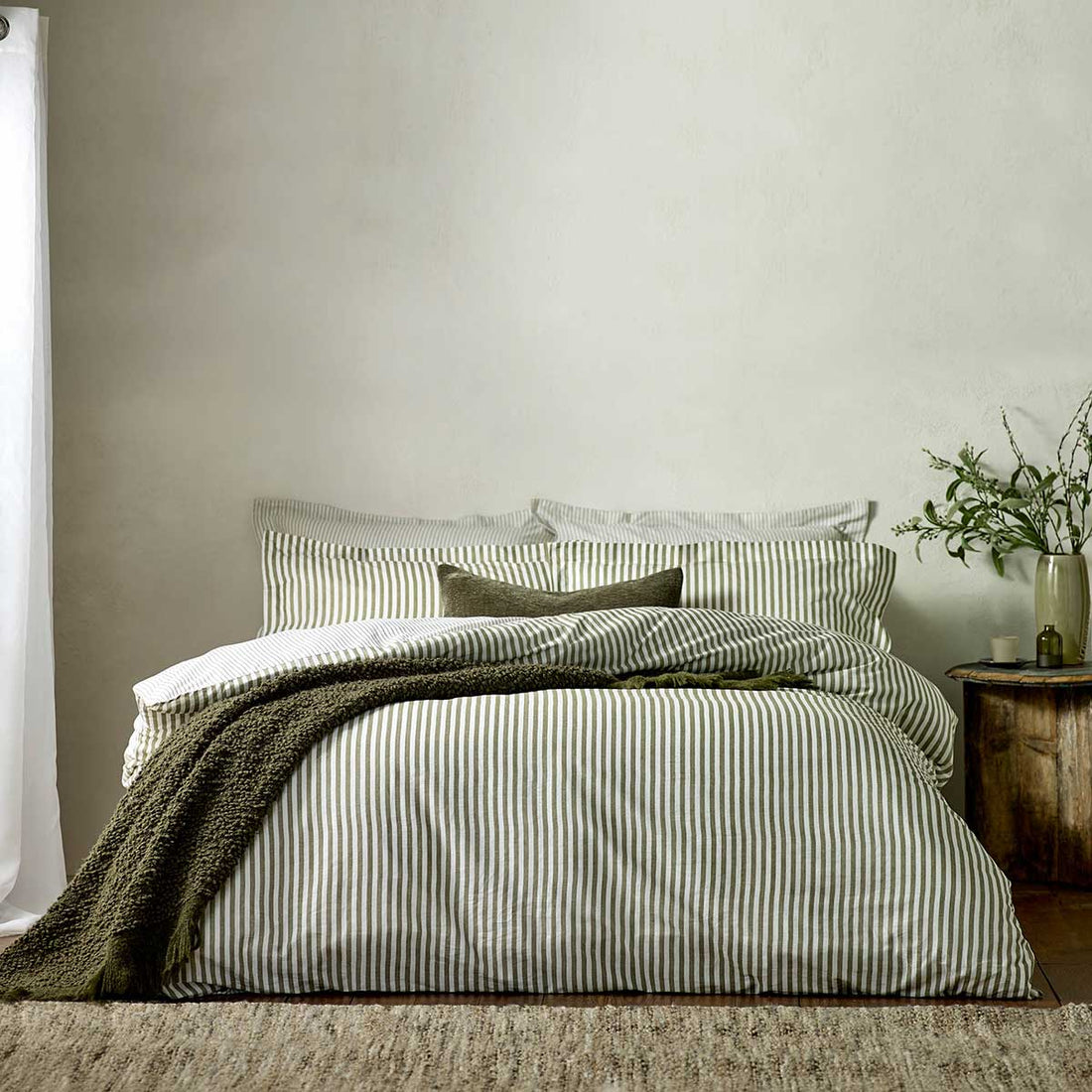 Hebden Olive 100% Cotton Duvet Cover Bedding Set