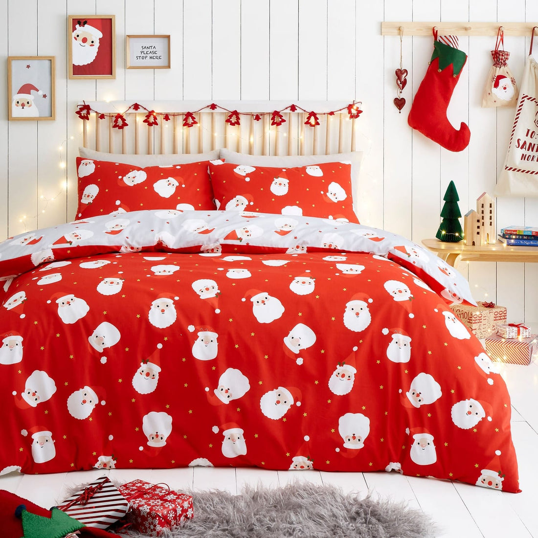 Happy Santa Christmas Microfibre Duvet Cover Set