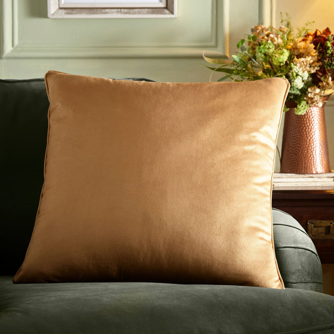 Harlan Velvet Gold Filled Cushion Large Square 55cm x 55cm