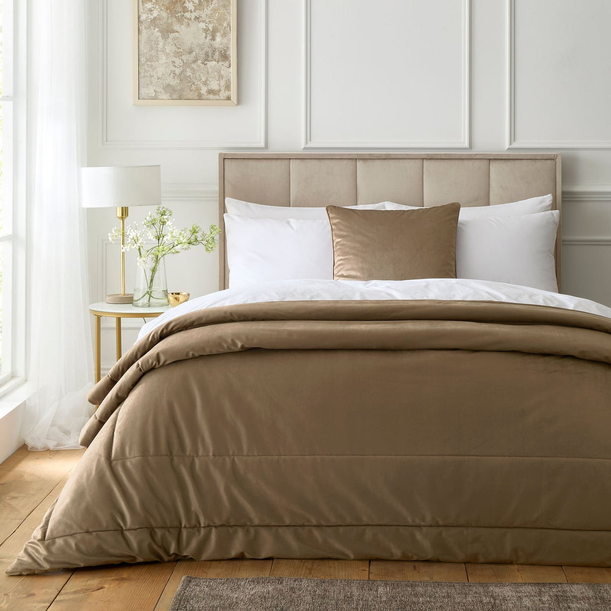 Harlan Cream Plain Filled Cushion - Taupe