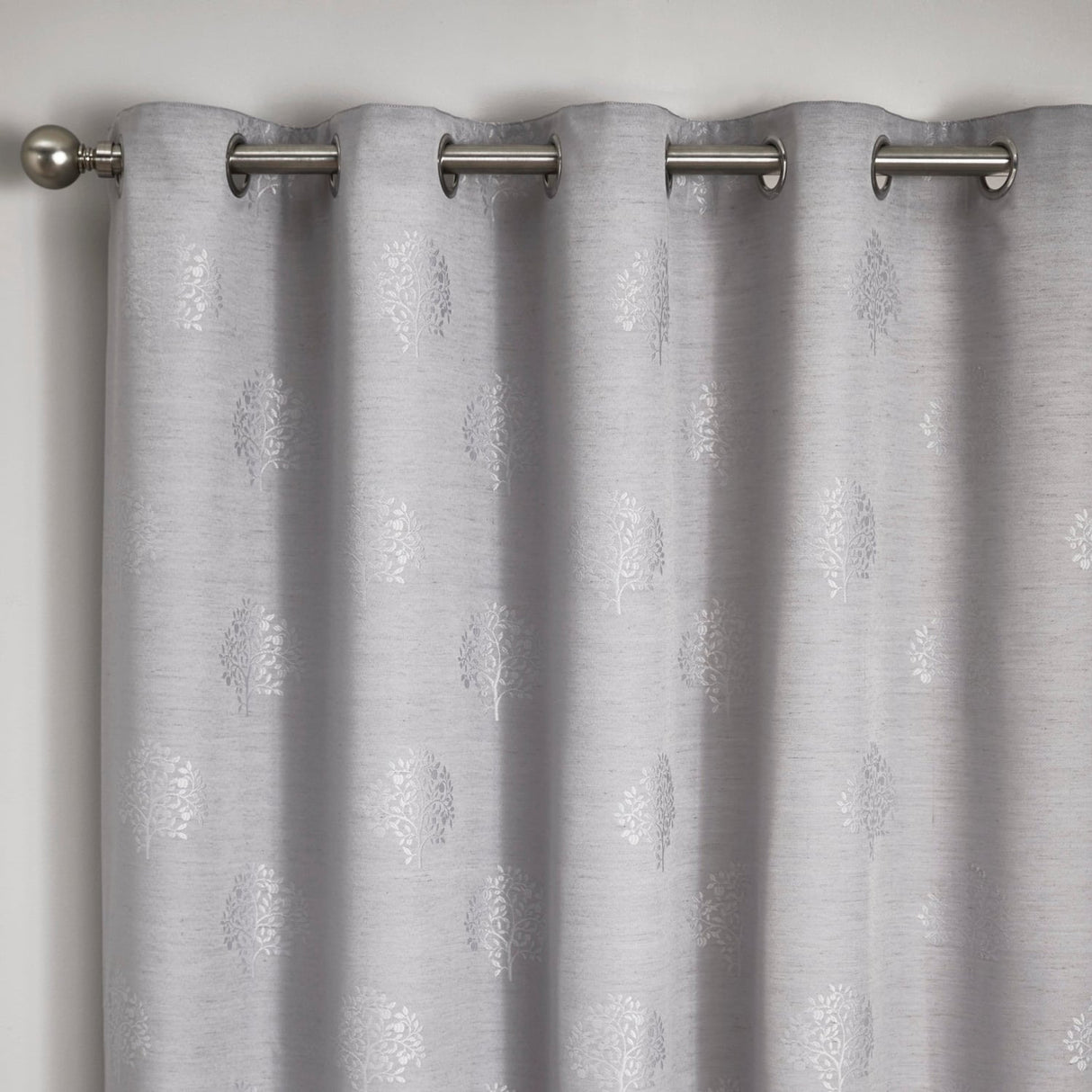 Harvest Jacquard Silver Eyelet Curtains Light Filtering - Harvest Eyelet Curtains In Silver 2