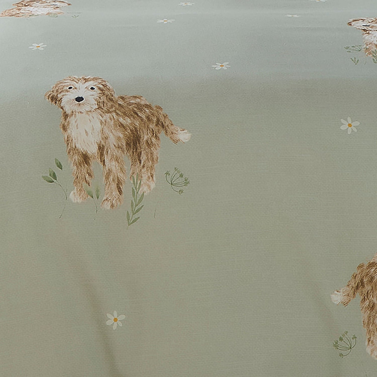 Hattie Cockapoo Dog Print Microfibre Duvet Cover Set - Green - Hattie The Cockapoo Duvet Cover Set In Green 3