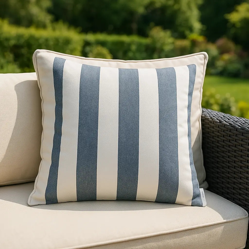 Hayle Outdoor 100% Cotton Navy Cushion Cover or Filled Cushion 50cm x 50cm