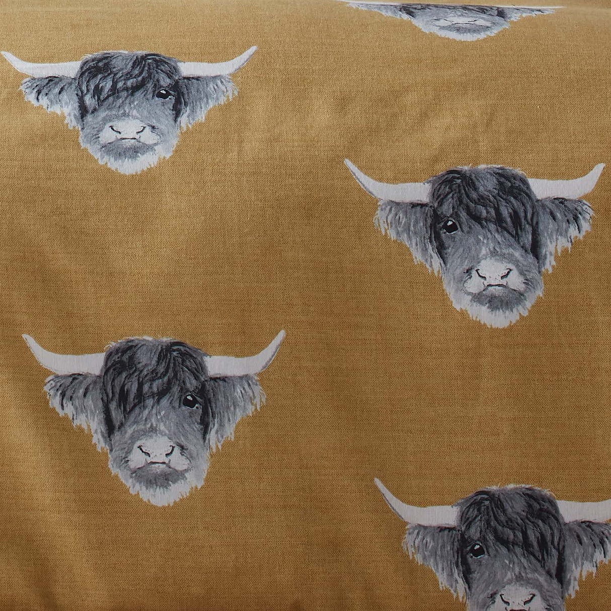 Highland Cow Polycotton Duvet Cover Set - Ochre - Highland Cow Duvet Cover Set In Ochre 3