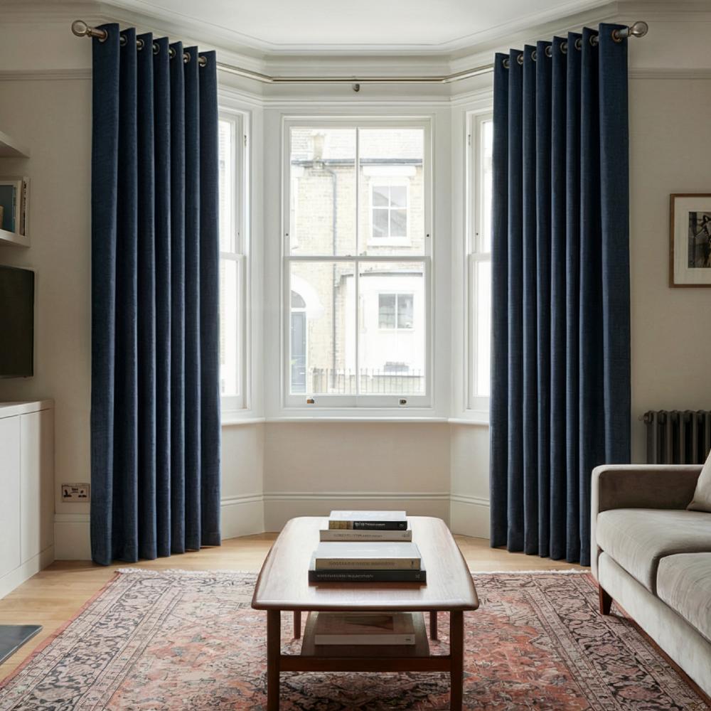 Hopsack Made to Measure Curtains Sapphire
