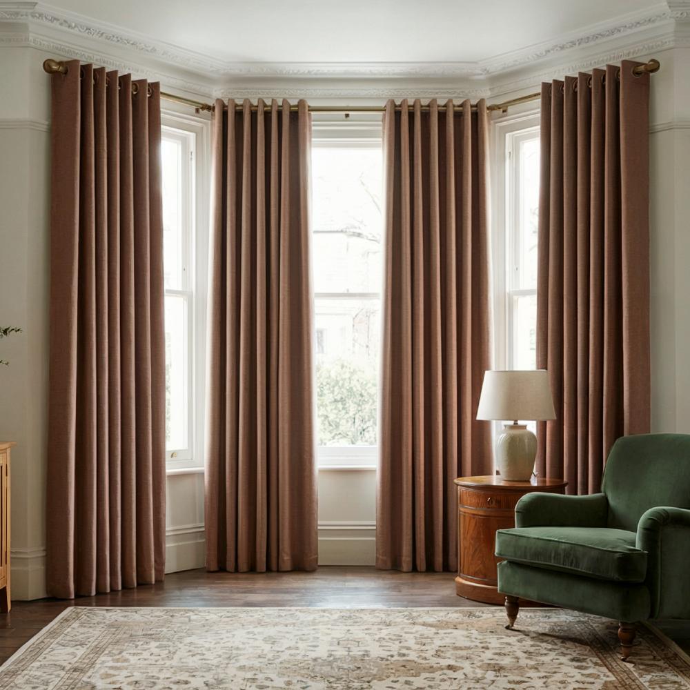 Hopsack Made to Measure Curtains Soft Peach