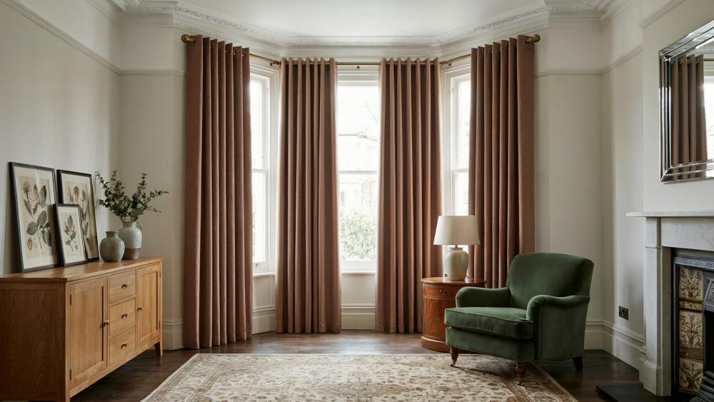 Hopsack Made to Measure Curtains Soft Peach 3