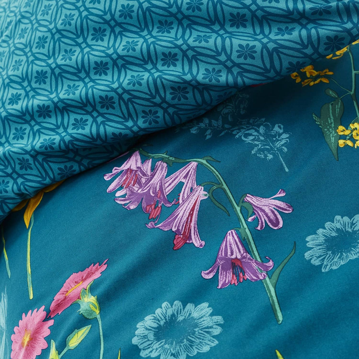 Ingrid Polycotton Duvet Cover Set - Teal - Ingrid Duvet Cover Set In Teal 2