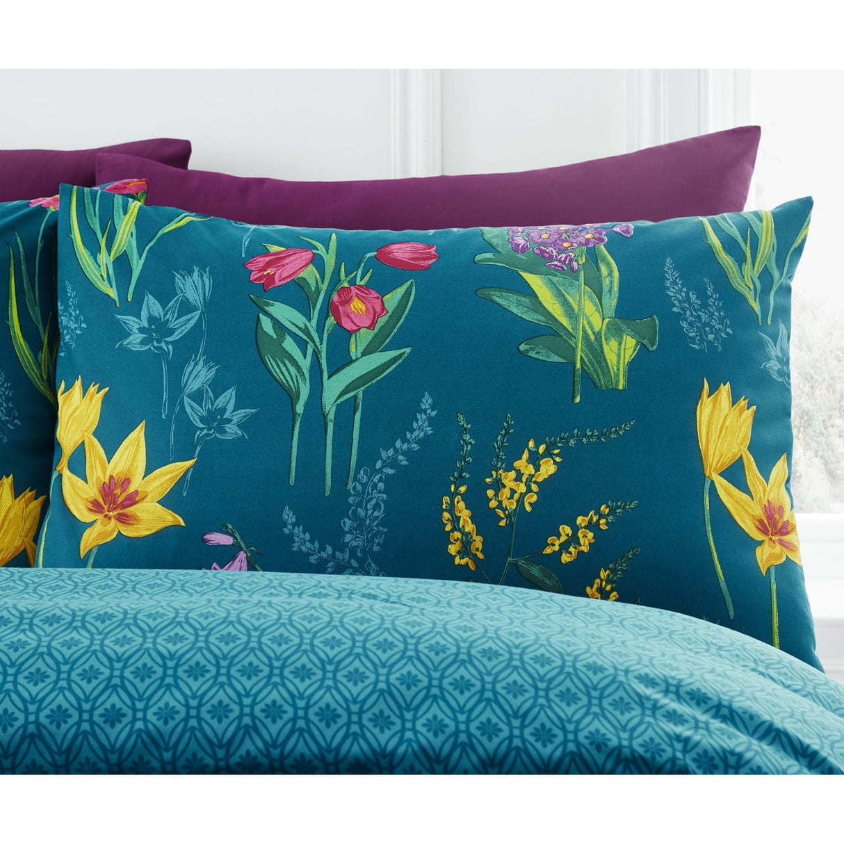 Ingrid Polycotton Duvet Cover Set - Teal - Ingrid Duvet Cover Set In Teal 3