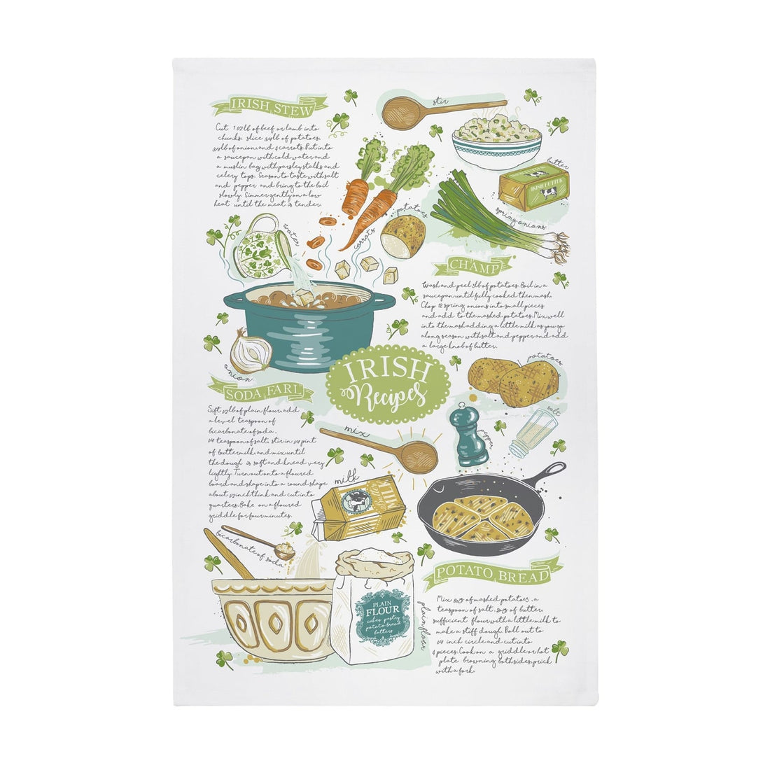 Ulster Weavers Irish Recipes Green 100% Cotton Tea Towel