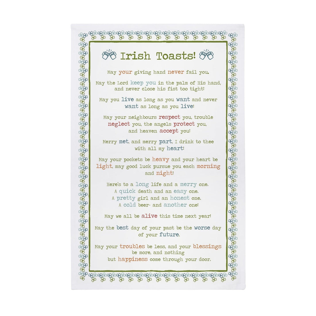 Ulster Weavers Irish Toasts Green 100% Cotton Tea Towel