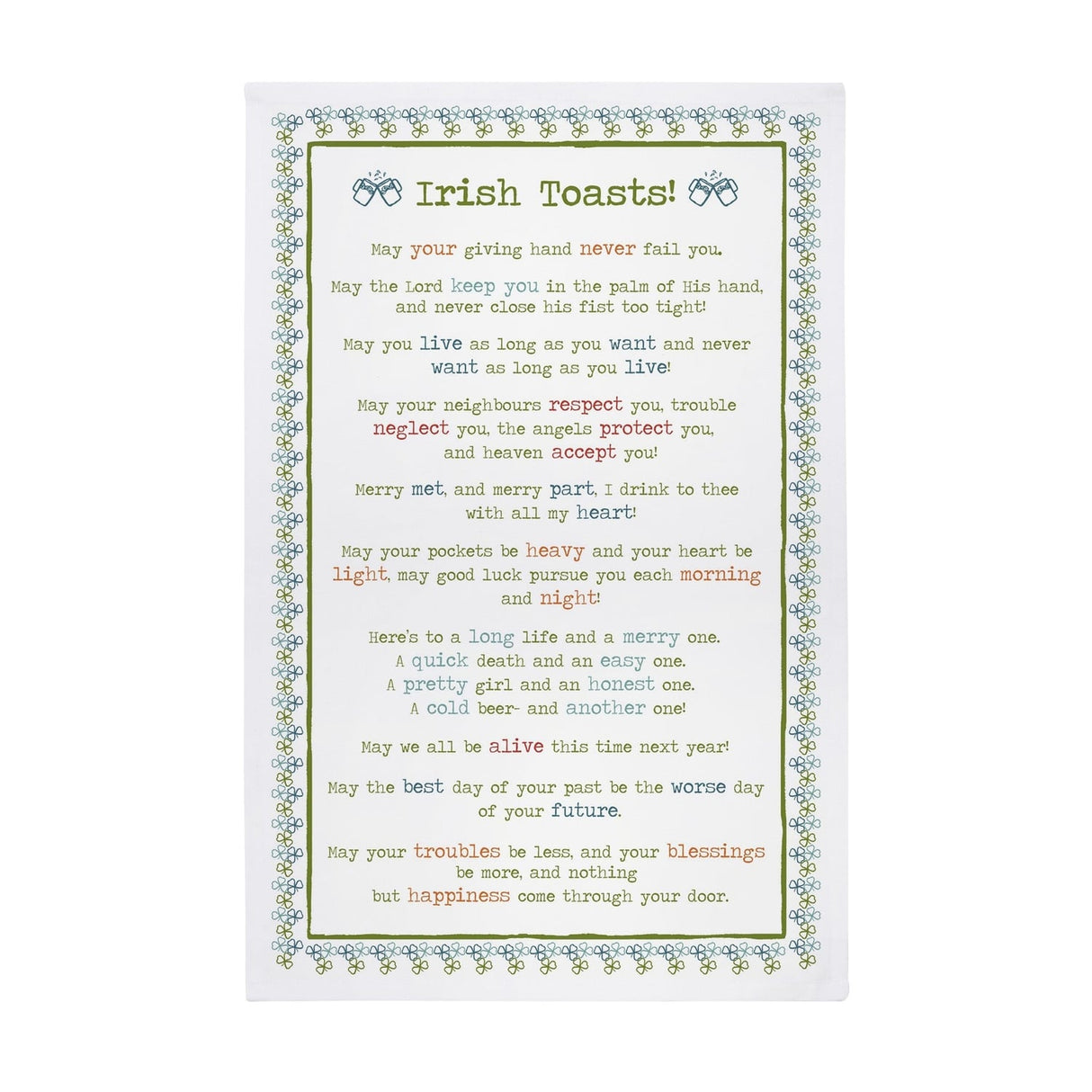Ulster Weavers Irish Toasts 100% Cotton Tea Towel Green