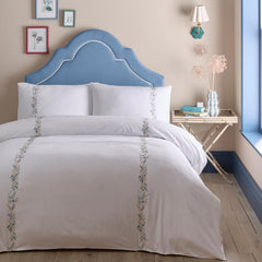 Julianna Embroidered 100% Cotton Duvet Cover Set - White