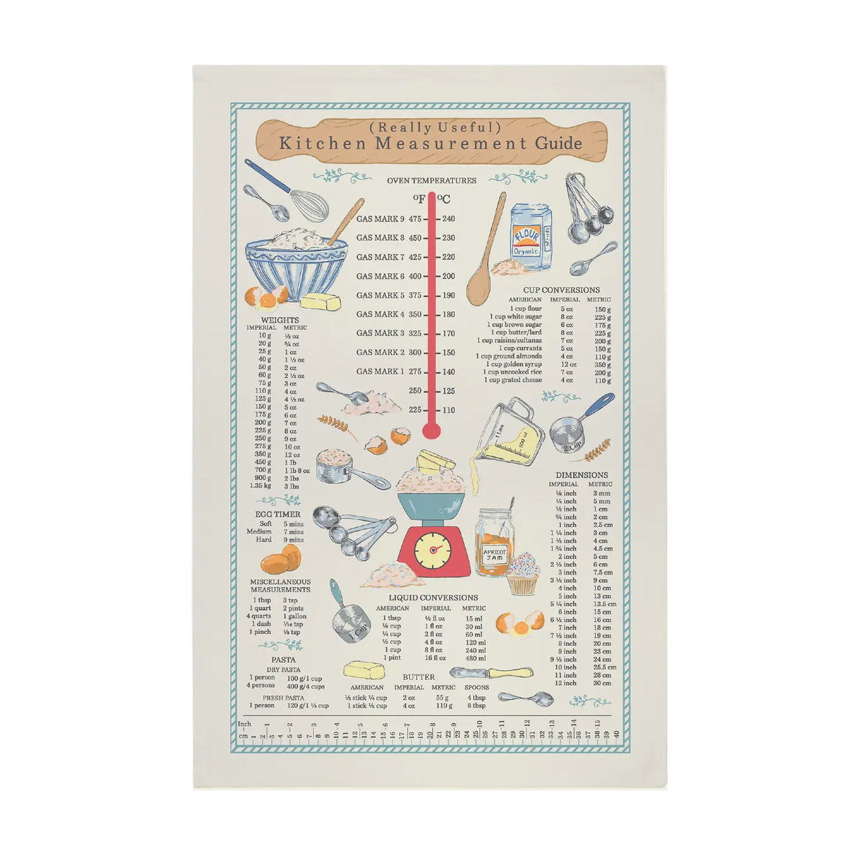 Kitchen Measurements Cotton Tea Towel by Ulster Weavers