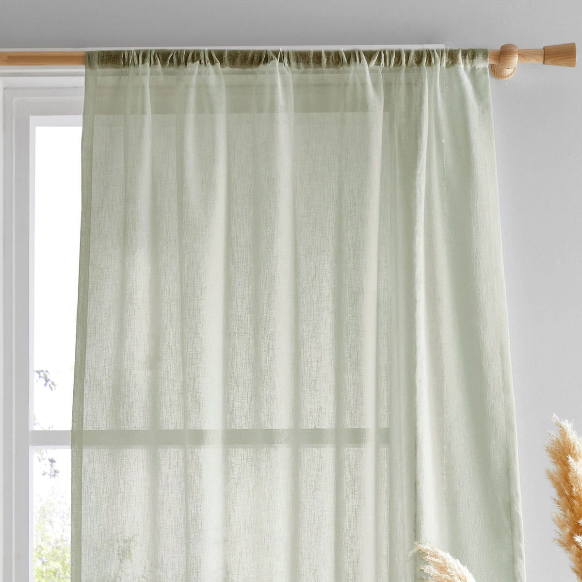Kayla Eco Voile Curtain Panel Textured - Green - Kayla Voile Panel In Green 2