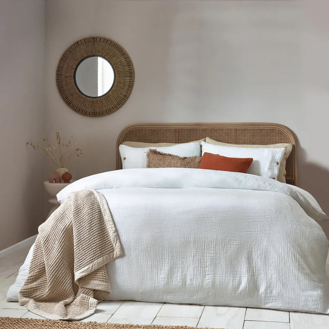 Lark 100% Cotton Duvet Cover Set - White