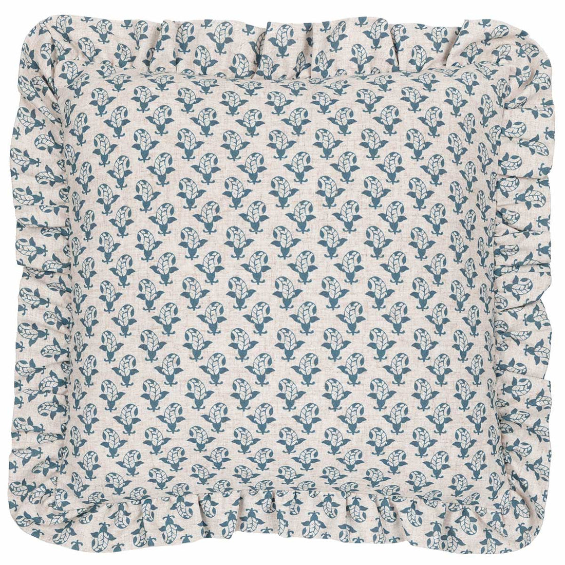 Lulah Block Linen / Blue Cushion Cover or Filled Cushion 45cm x 45cm