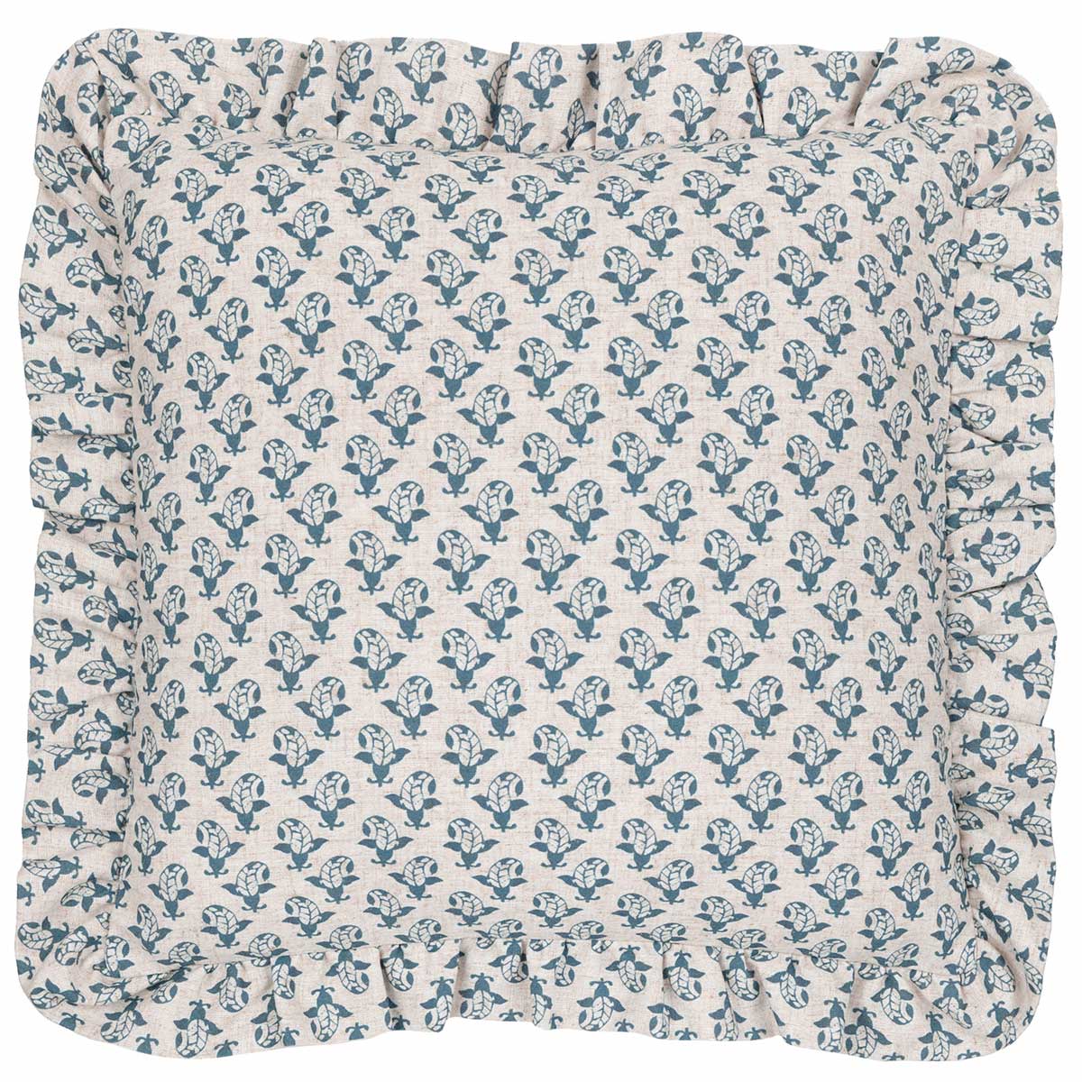 Lulah Block Cushion Cover / Filled Cushion 18" x 18" (45cm x 45cm) - Linen / Blue
