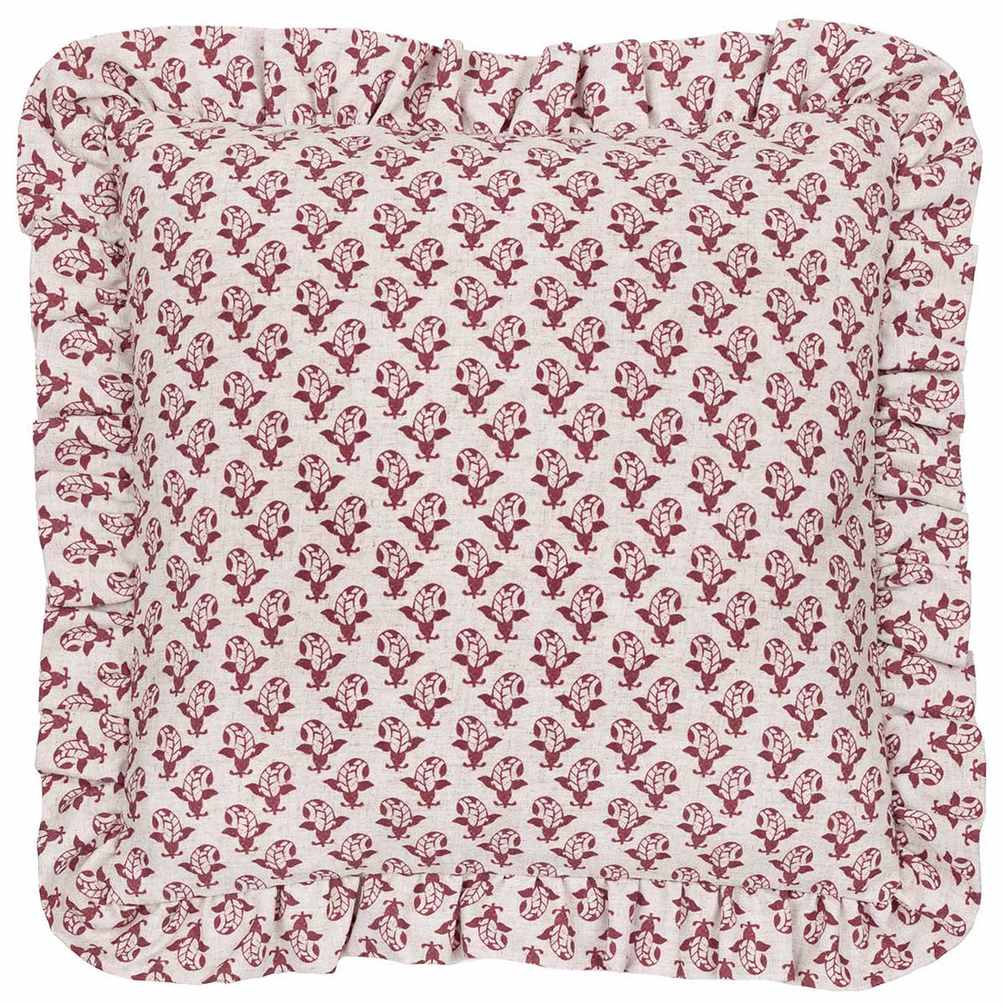 Lulah Block Linen / Red Cushion Cover or Filled Cushion 45cm x 45cm