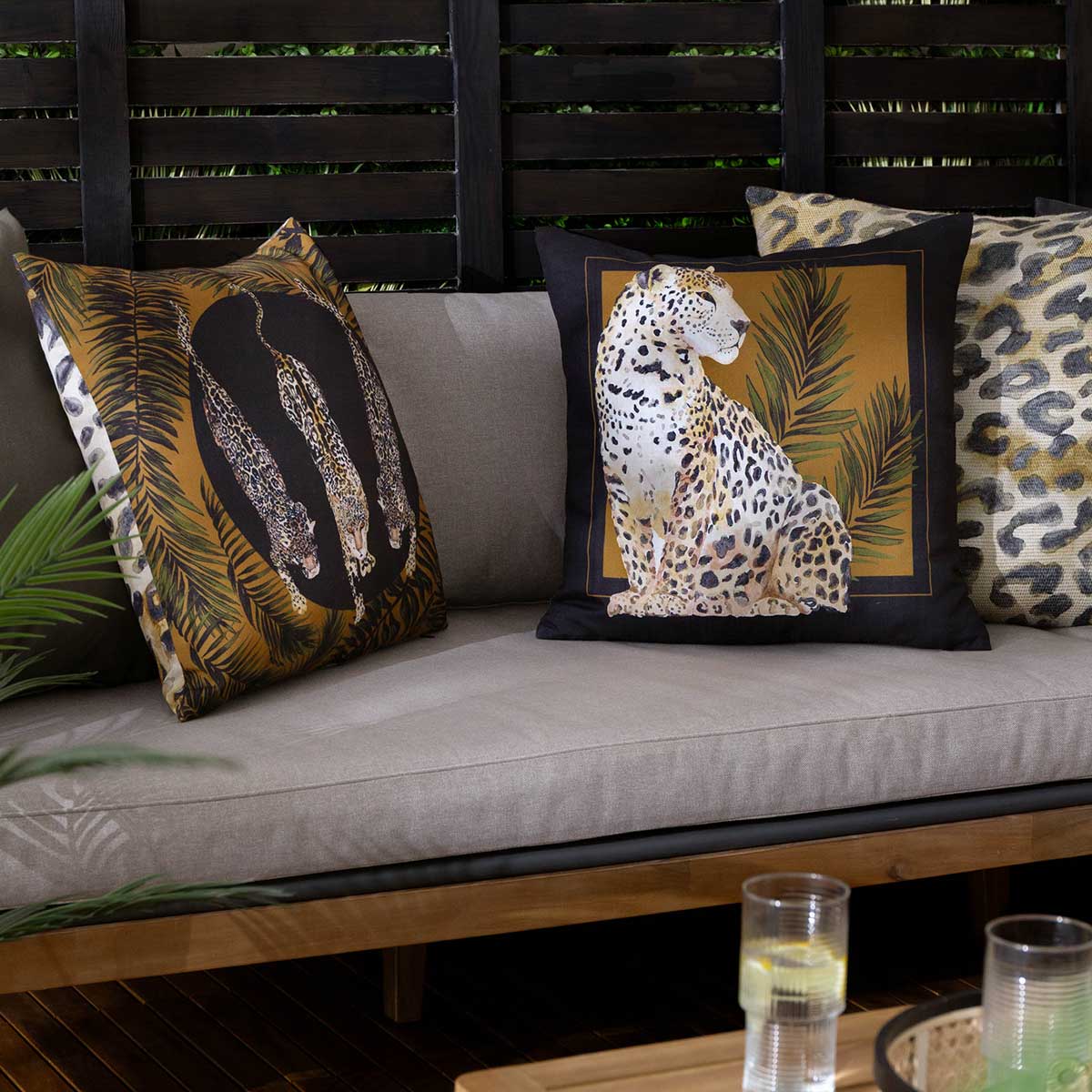 Leopardis Cat Outdoor Cushion Cover / Filled Cushion 20" x 20" (50cm x 50cm) by Paoletti 2