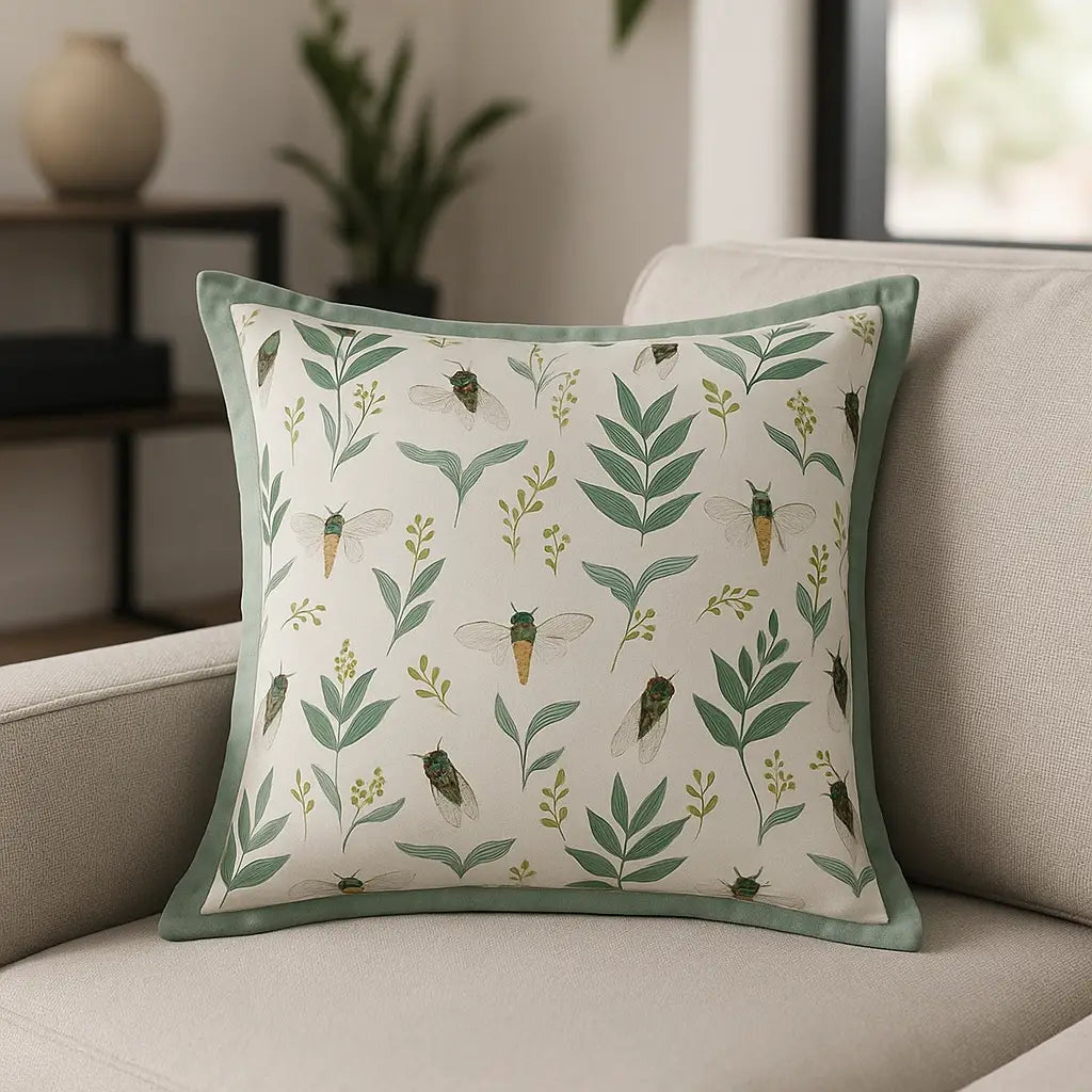 Lace Wing Sage Green Cushion Cover 20" x 20" by Wylder