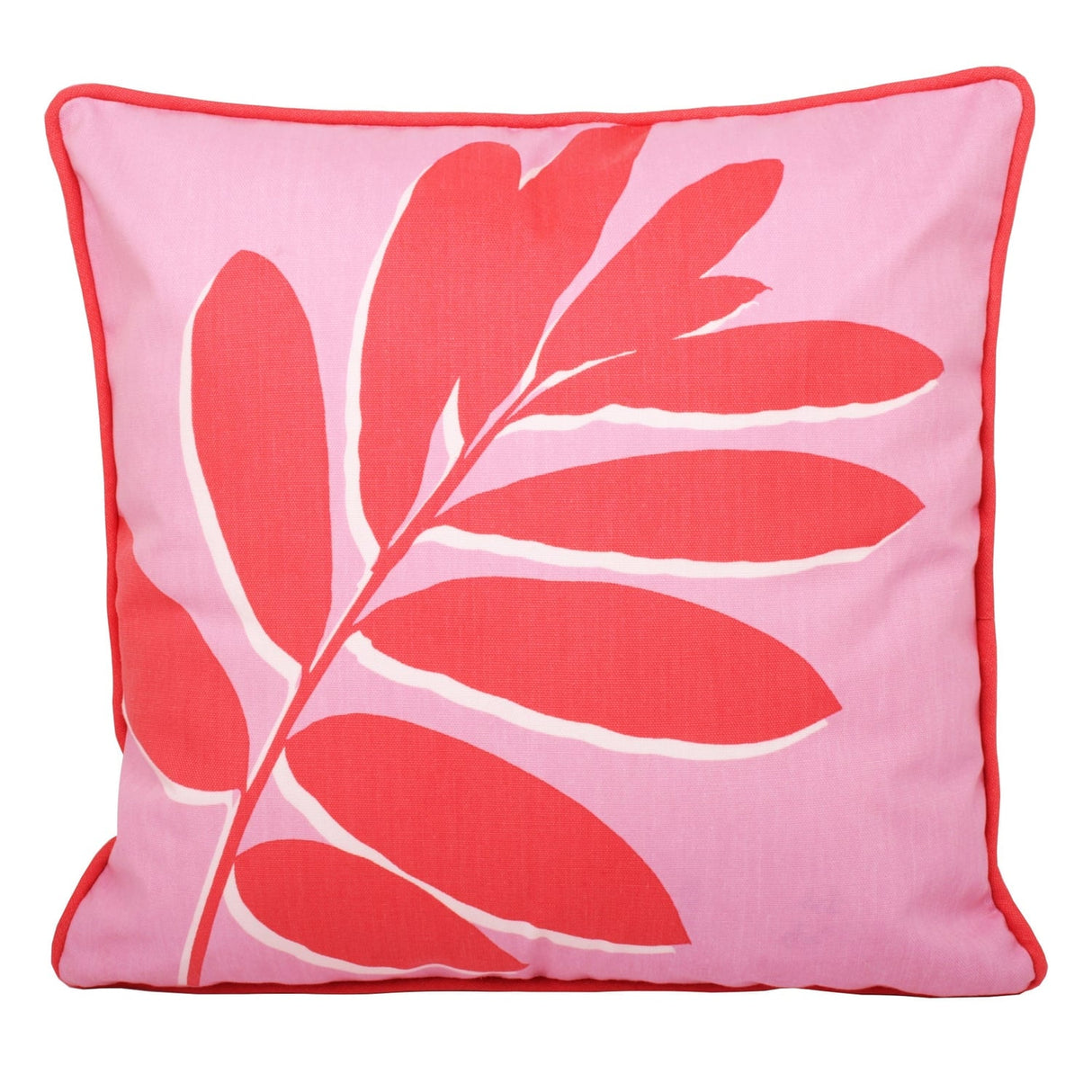 Leaf Outdoor Cushion Cover Water Resistant 43cm x 43cm - Pink - Leaf Print Outdoor Cushion In Pink 43 X 43Cm 4