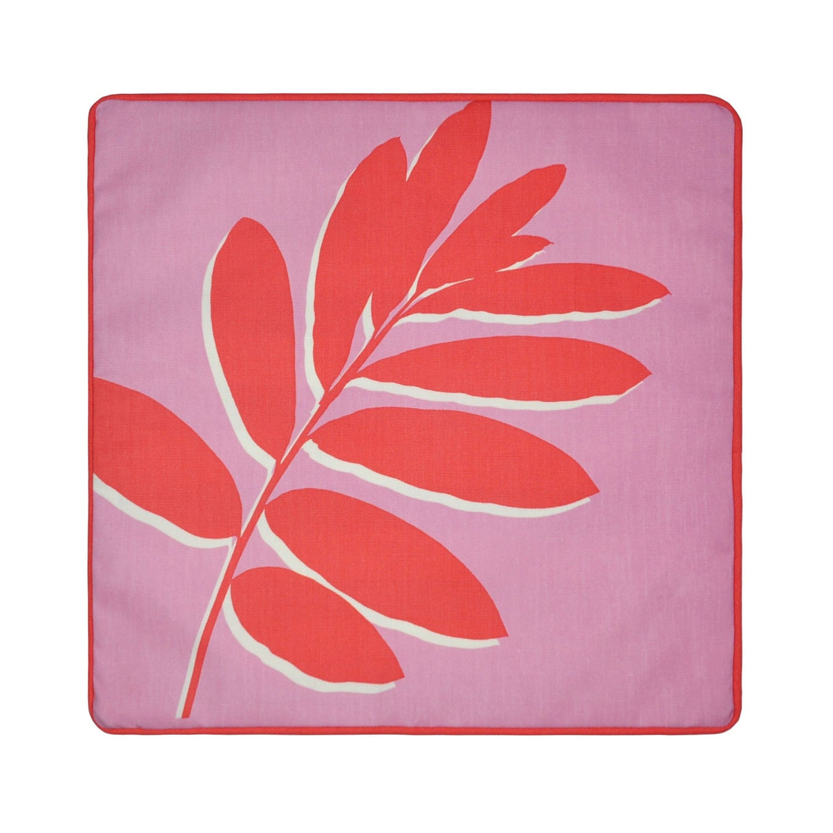 Leaf Outdoor Cushion Cover Water Resistant 43cm x 43cm - Pink - Leaf Print Outdoor Cushion In Pink 43 X 43Cm 5