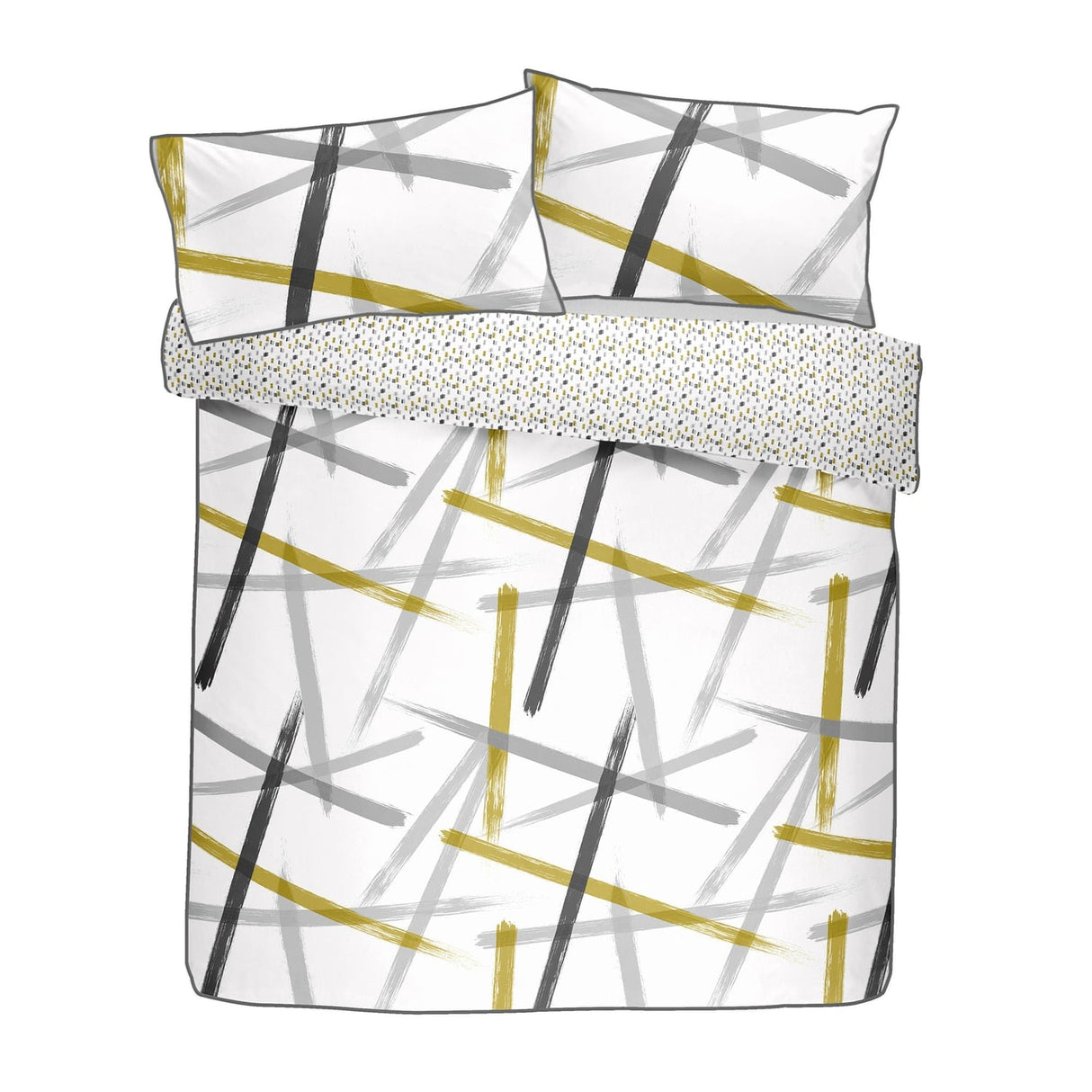 Leda Ochre Cotton Duvet Cover Set - Leda Duvet Cover Set In Grey Ochre 4