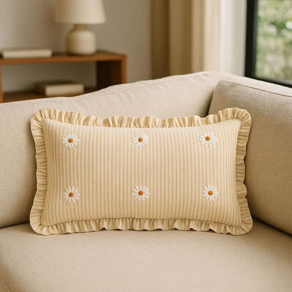 Les Fleurs Daises Cushion Cover or Filled Cushion 30cm x 50cm