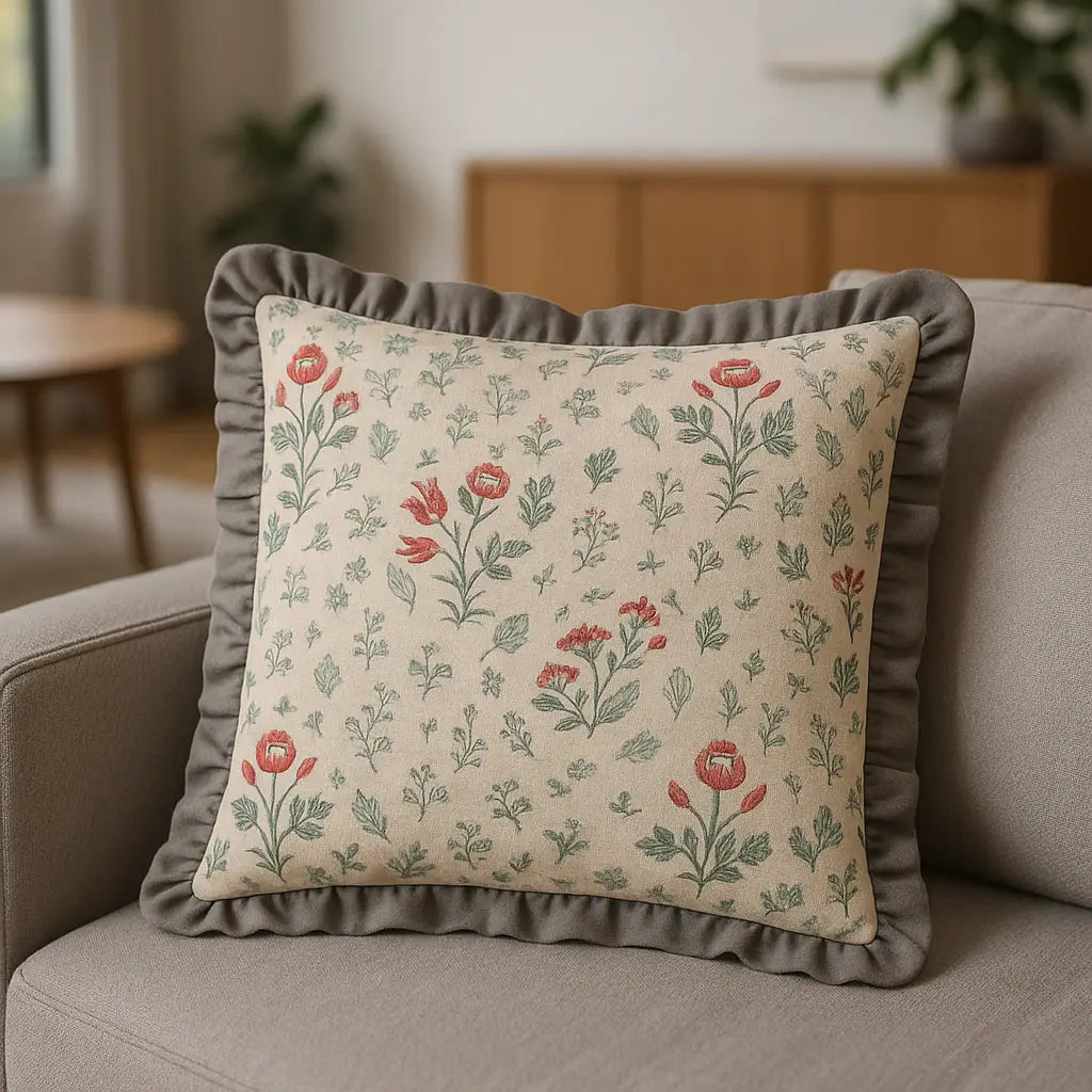 Linen Renata Floral Cushion Cover / Filled Cushion 20" x 20" (50cm x 50cm) by Seventy Three