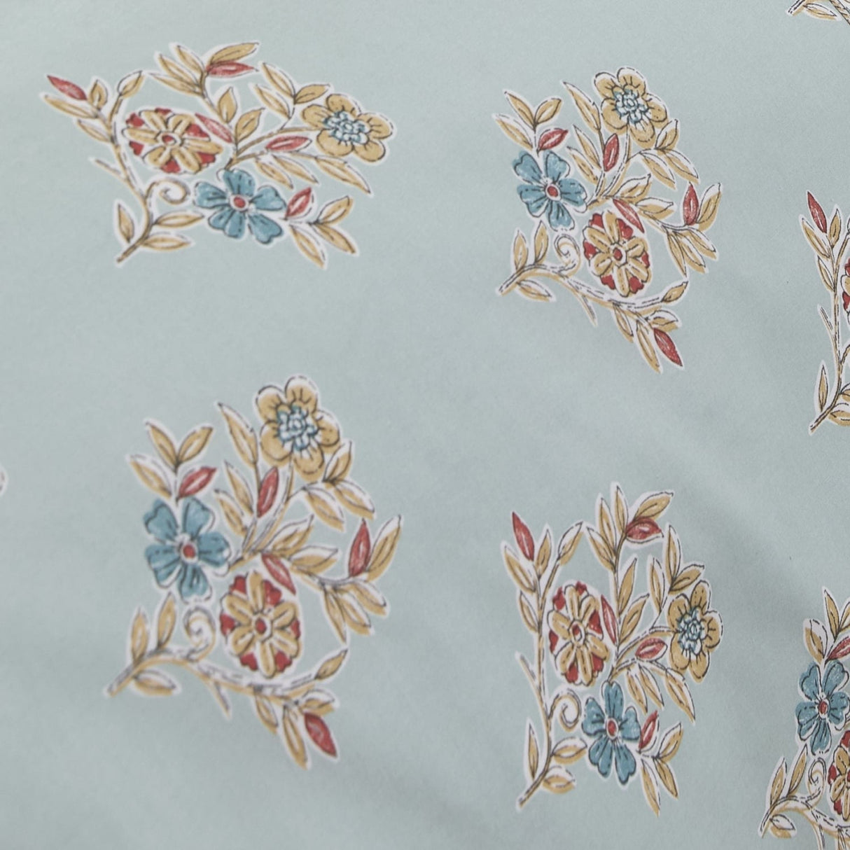 Lorena Patchwork Floral Duck Egg Pencil Pleat Curtains Light Filtering Printed - Lorena Patchwork Pencil Pleat Curtains In Duck Egg 4
