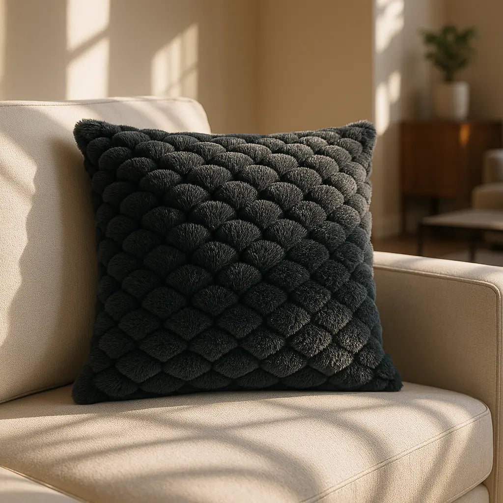 Lush Faux Rabbit Fur Cushion Cover 17" x 17" (43cm x 43cm) by Emma Barclay