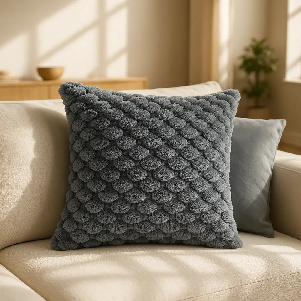 Lush Faux Rabbit Fur Cushion Cover 17" x 17" (43cm x 43cm) by Emma Barclay 7