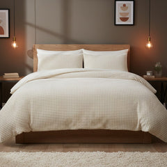 Waffle Teddy Natural Fleece Duvet Cover Bedding Set