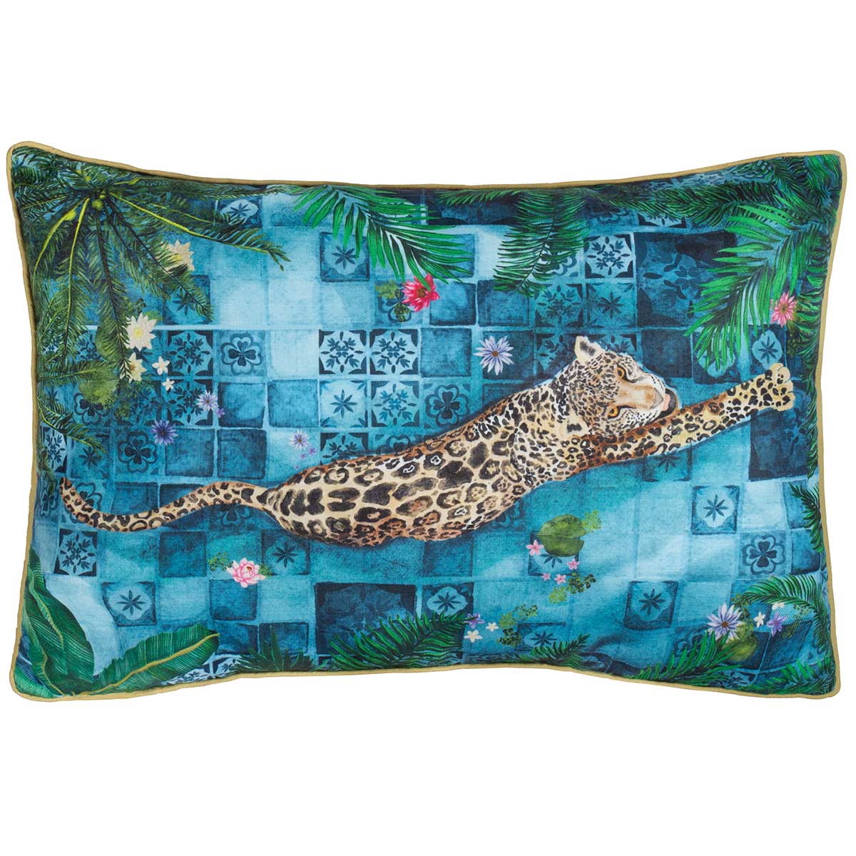 Majorelle Leopard Outdoor Cushion Cover / Filled Cushion 16" x 24" (40cm x 60cm) by Paoletti 3