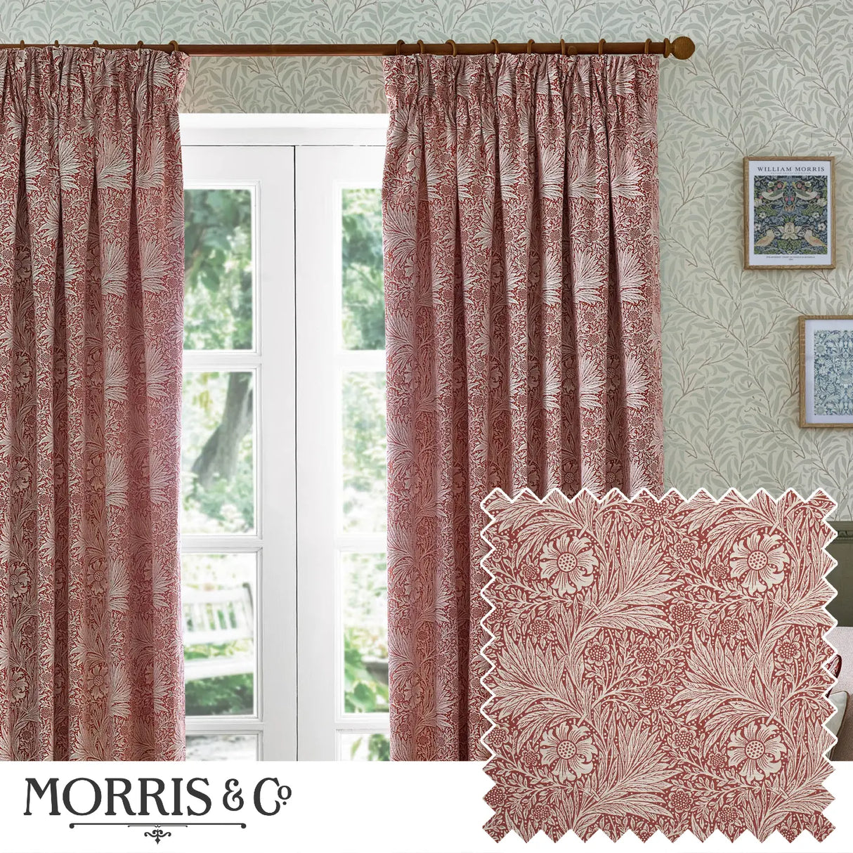 Marigold Tape Top Pencil Pleat Curtains by Morris & Co