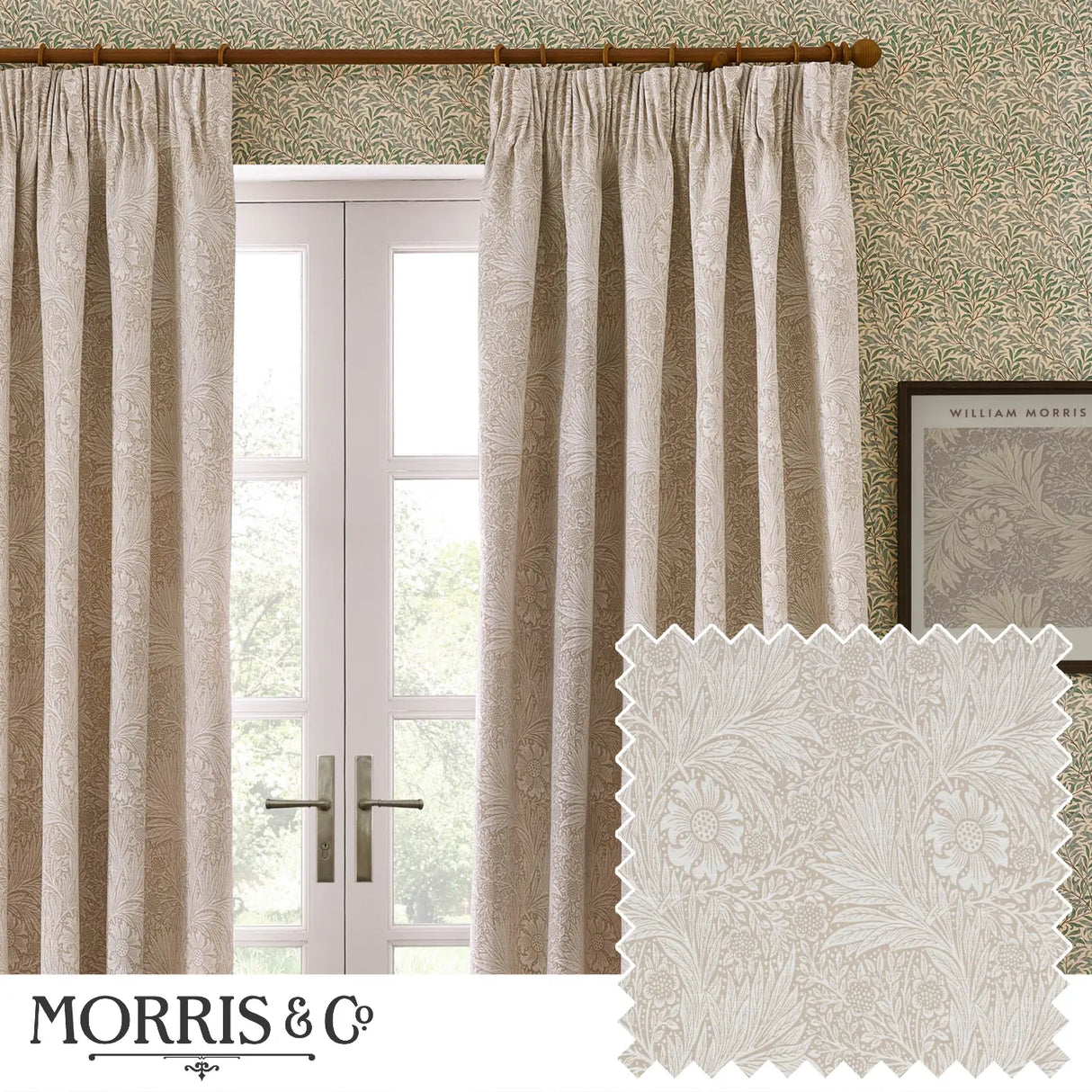 Marigold Tape Top Pencil Pleat Curtains by Morris & Co