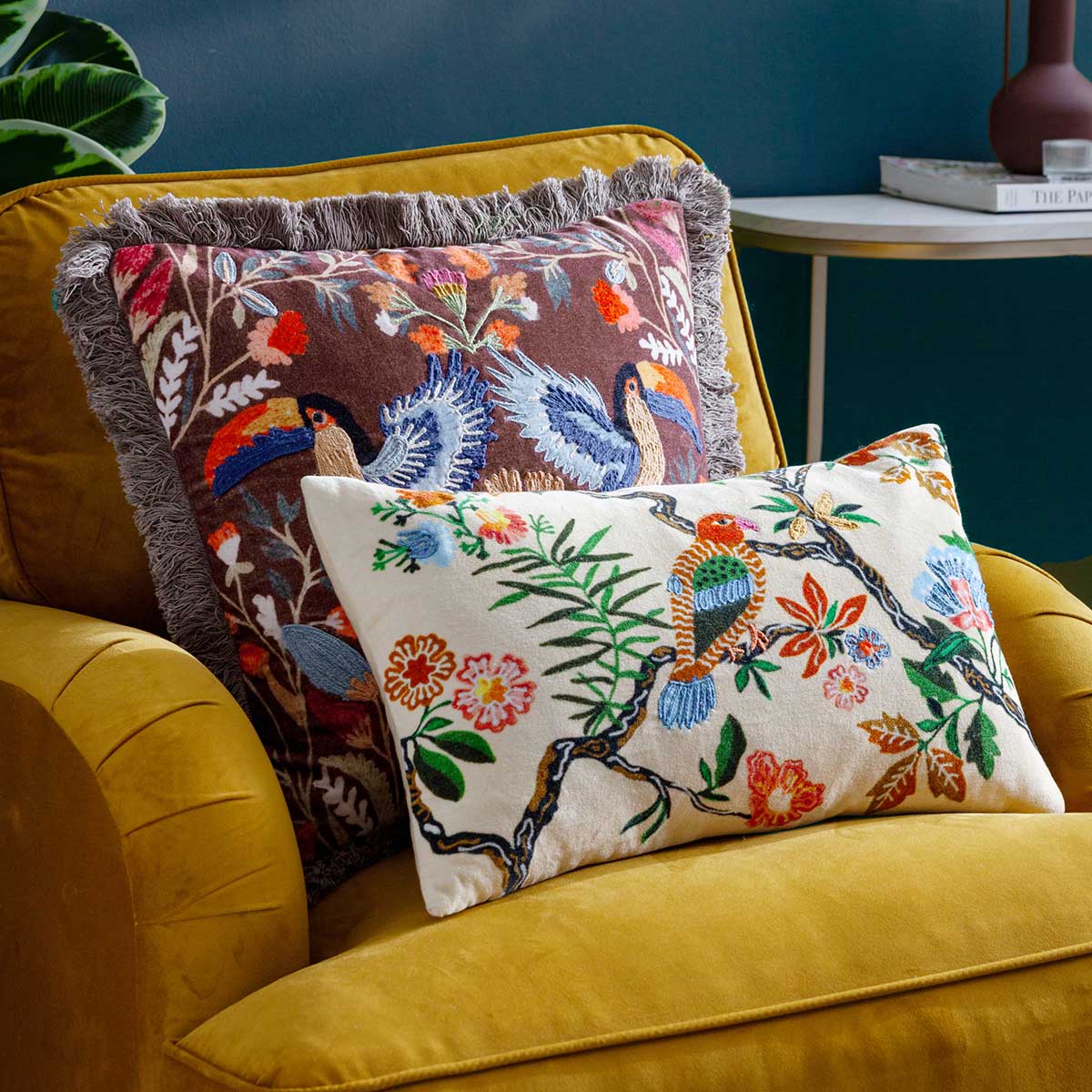 Mirrored Toucan Cushion Cover / Filled Cushion 18" x 18" (45cm x 45cm) by Wylder Tropics 2