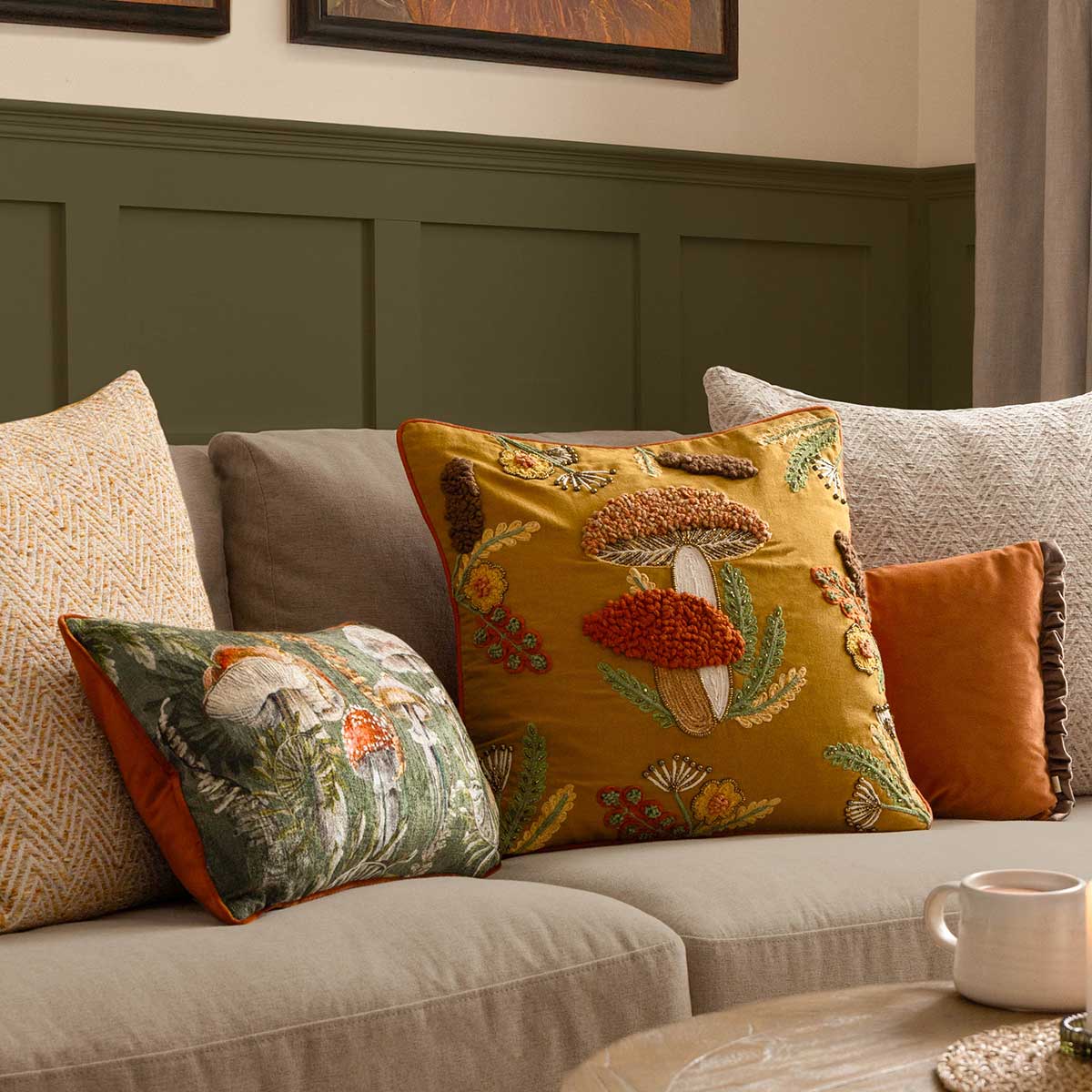 Mushroom Dell Cushion Cover / Filled Cushion 18" x 18" (45cm x 45cm) by Wylder Nature 2