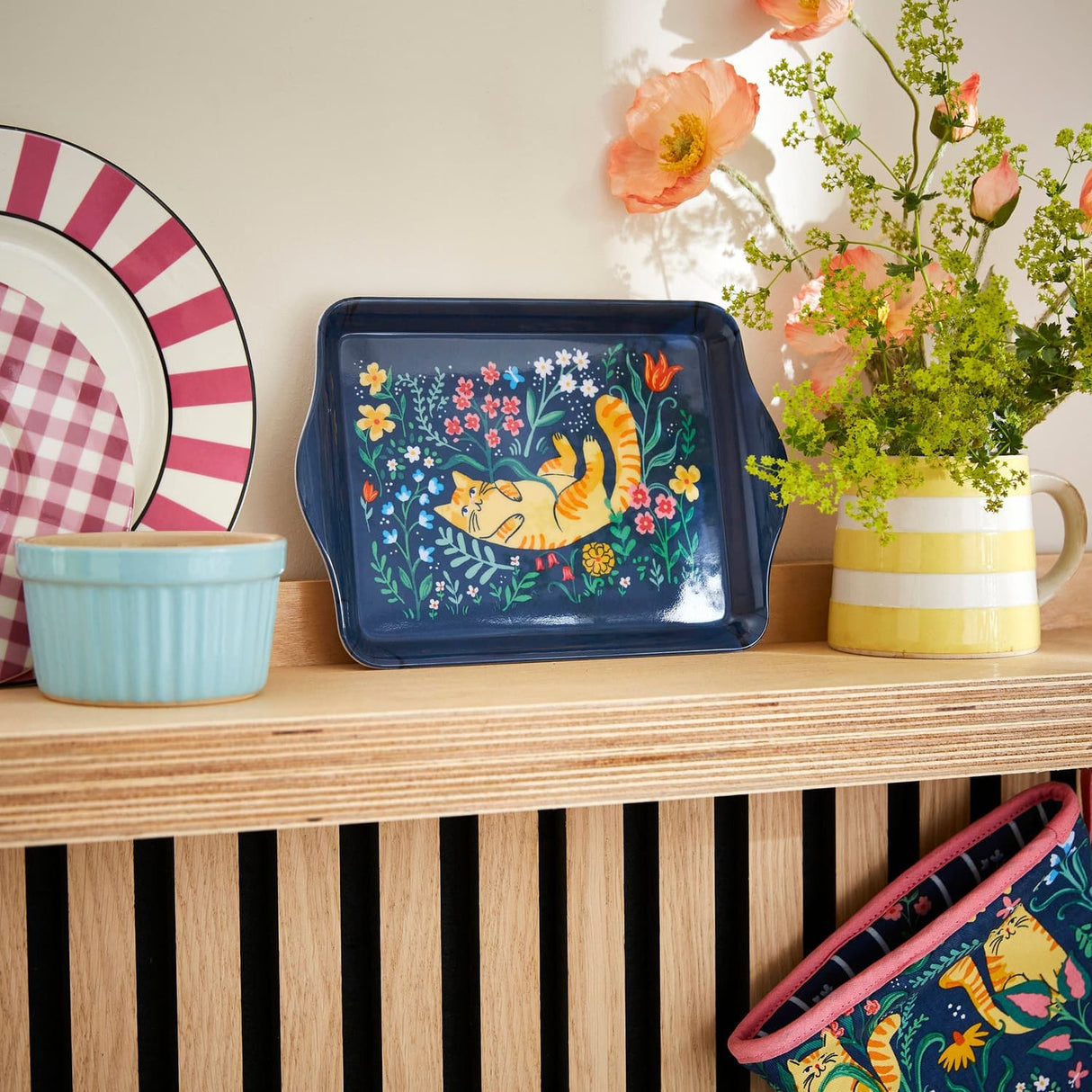 Ulster Weavers Marmalade Meadow Floral Cat Scatter Tray - Marmalade Meadow Scatter Tray In Navy 2