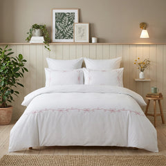 Embroidered Bows Polycotton Duvet Cover Set - Multi