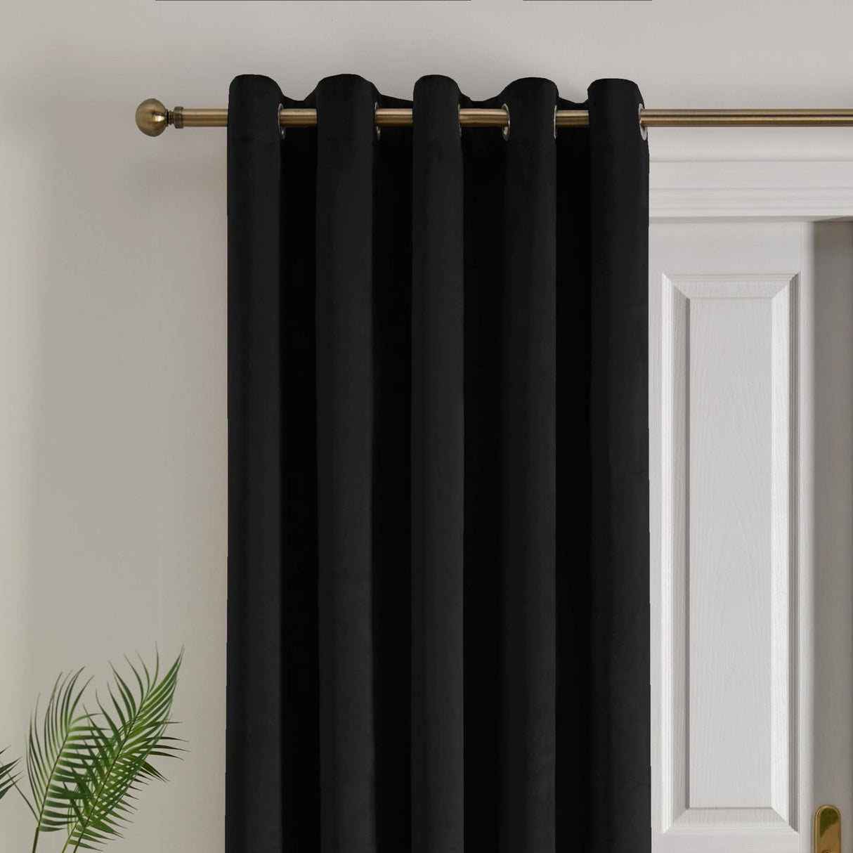Laurence Llewelyn-Bowen Montrose Blackout Eyelet Single Panel Door Curtain 66 x 84 Inch - Black Thermal Light Filtering - Montrose Eyelet Single Panel Door Curtain In Black 2