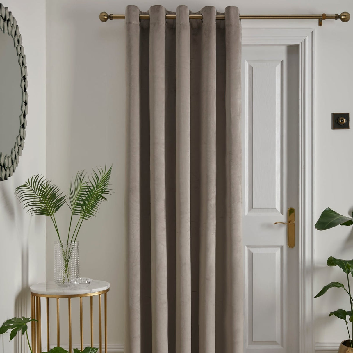 Laurence Llewelyn-Bowen Montrose Blackout Eyelet Single Panel Door Curtain 66 x 84 Inch - Linen Thermal Light Filtering